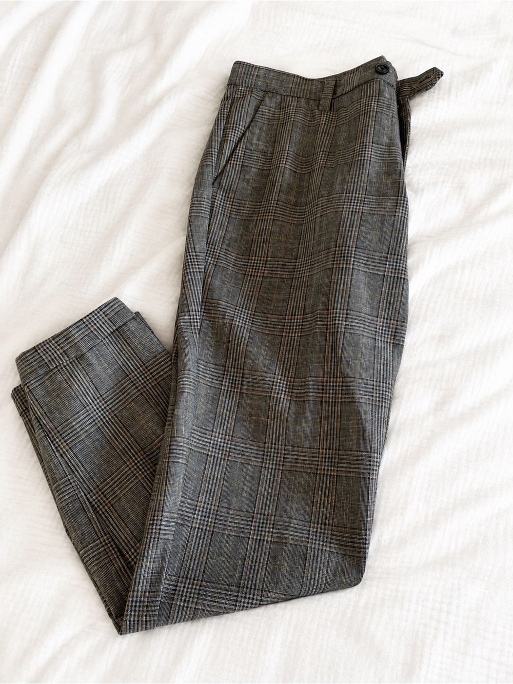 Jack & Jones Men's Gray Plaid Trousers
